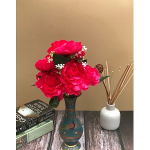 Generic Artificial Flowers Bunch Bouquet Of 7 Poppy Flowers For Home Decoration (Darkpink, Material:Silk, Polyester)