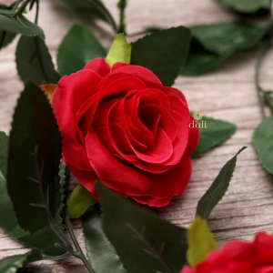 Generic Artificial Rose Vine Flowers With Green Leaves For Home Party Garden Wall Decoration (Rani Pink, Material:Silk, Polyester)