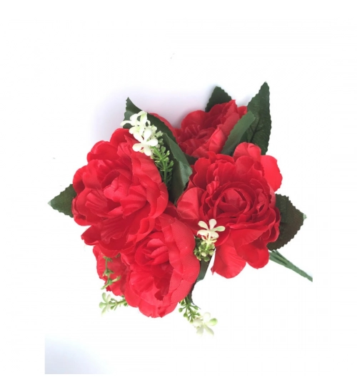 Artificial Flowers Bunch Bouquet Of 7 Poppy Flowers For Home Decoration (Red, Material:Silk, Polyester)