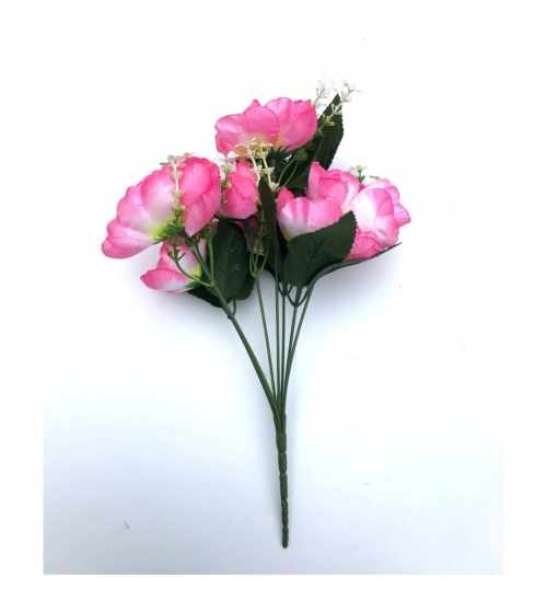 Artificial Flowers Bunch Bouquet Of 7 Poppy Flowers For Home Decoration (Light Pink, Material:Silk, Polyester)
