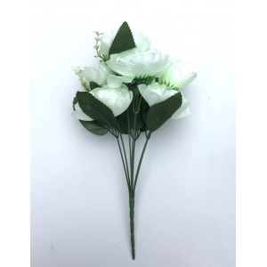 Generic Artificial Flowers Bunch Bouquet Of 7 Poppy Flowers For Home Decoration (White, Material:Silk, Polyester)