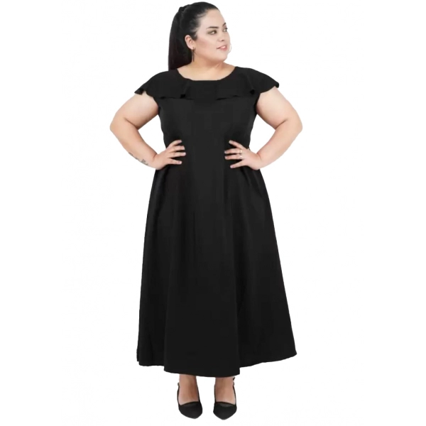 Dropship Women's Fit And Flare Black Dress (Color:Black, Material:Polyester)