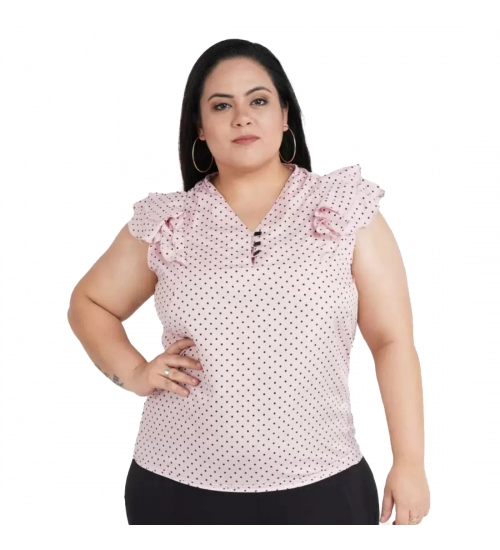 Women's Casual Flared Sleeve Printed Pink Top (Color:Pink, Material:Crepe)