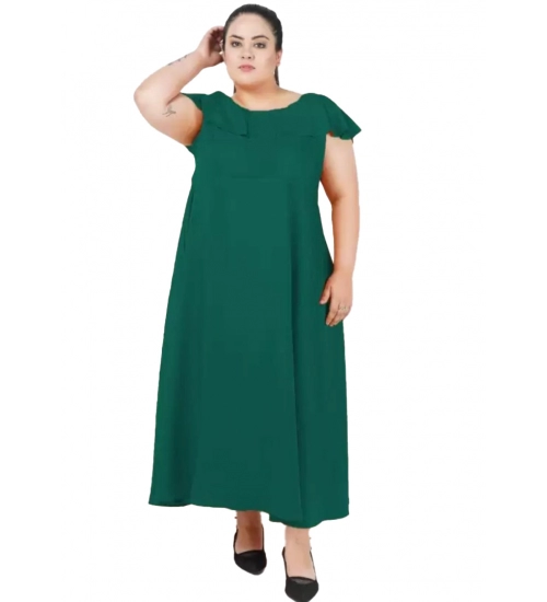 Women's Fit And Flare Green Dress (Color:Green, Material:Polyester)