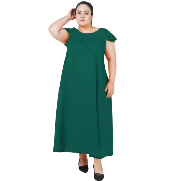 Dropship Women's Fit And Flare Green Dress (Color:Green, Material:Polyester)