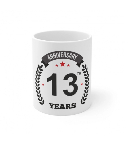 Ceramic 13th Anniversary Printed Coffee Mug (Color: White, Capacity:330ml)