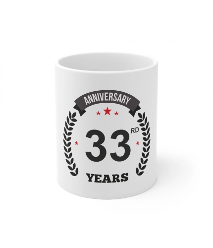 Ceramic 33rd Anniversary Printed Coffee Mug (Color: White, Capacity:330ml)