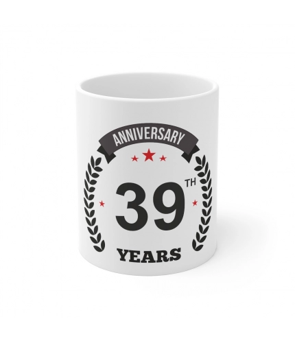 Ceramic 39th Anniversary Printed Coffee Mug (Color: White, Capacity:330ml)