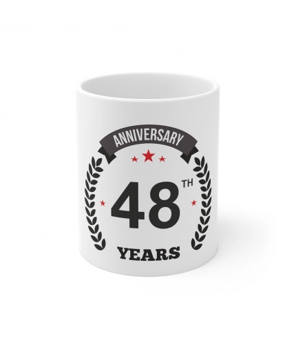 Ceramic 48th Anniversary Printed Coffee Mug (Color: White, Capacity:330ml)