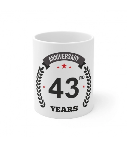 Ceramic 43rd Anniversary Printed Coffee Mug (Color: White, Capacity:330ml)