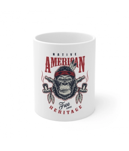 Ceramic Gorila Desing Printed Coffee Mug (Color: White, Capacity:330ml)