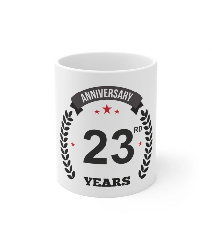 Ceramic 23rd Anniversary Printed Coffee Mug (Color: White, Capacity:330ml)