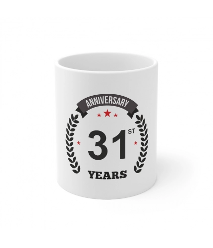 Ceramic 31st Anniversary Printed Coffee Mug (Color: White, Capacity:330ml)