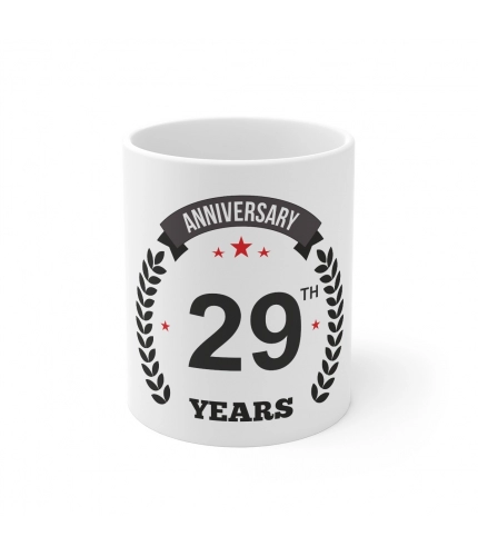 Ceramic 29th Anniversary Printed Coffee Mug (Color: White, Capacity:330ml)