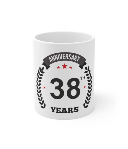Ceramic 38th Anniversary Printed Coffee Mug (Color: White, Capacity:330ml)