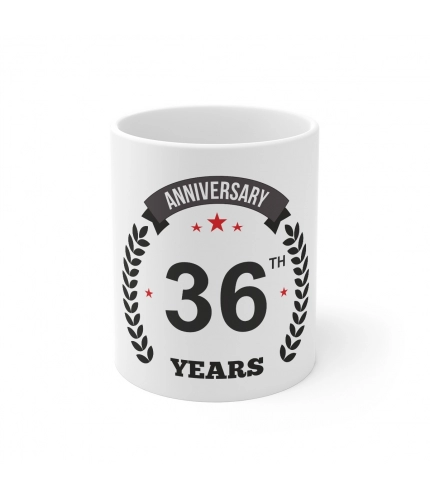 Ceramic 36th Anniversary Printed Coffee Mug (Color: White, Capacity:330ml)