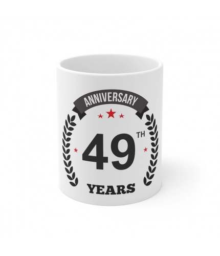 Ceramic 49th Anniversary Printed Coffee Mug (Color: White, Capacity:330ml)