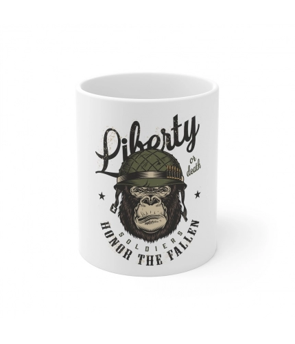 Ceramic Gorila Desing Printed Coffee Mug (Color: White, Capacity:330ml)