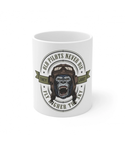 Ceramic Gorila Desing Printed Coffee Mug (Color: White, Capacity:330ml)