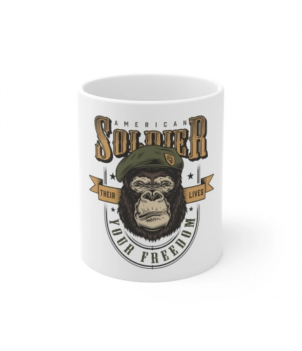 Ceramic Gorila Desing Printed Coffee Mug (Color: White, Capacity:330ml)