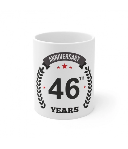Ceramic 46th Anniversary Printed Coffee Mug (Color: White, Capacity:330ml)