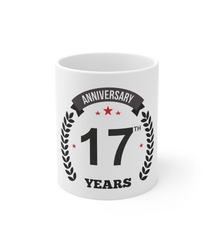 Ceramic 17th Anniversary Printed Coffee Mug (Color: White, Capacity:330ml)