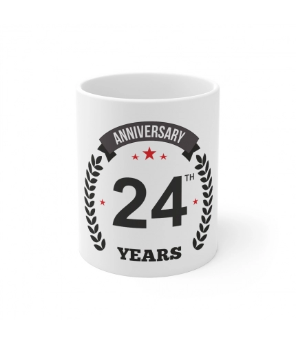Ceramic 24th Anniversary Printed Coffee Mug (Color: White, Capacity:330ml)