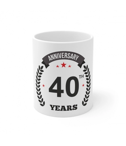 Ceramic 40th Anniversary Printed Coffee Mug (Color: White, Capacity:330ml)
