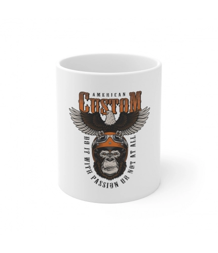 Ceramic Gorila Desing Printed Coffee Mug (Color: White, Capacity:330ml)