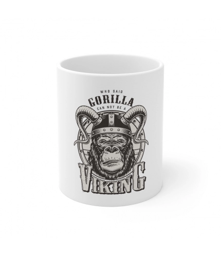 Ceramic Gorila Desing Printed Coffee Mug (Color: White, Capacity:330ml)
