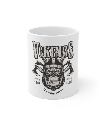 Ceramic Gorila Desing Printed Coffee Mug (Color: White, Capacity:330ml)