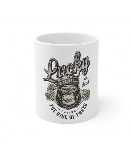 Ceramic Gorila Desing Printed Coffee Mug (Color: White, Capacity:330ml)