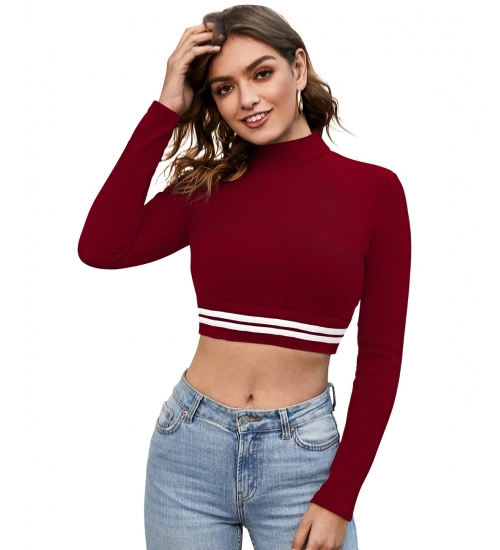 Women's Western Wear Hosiery Crop-Top (Maroon)