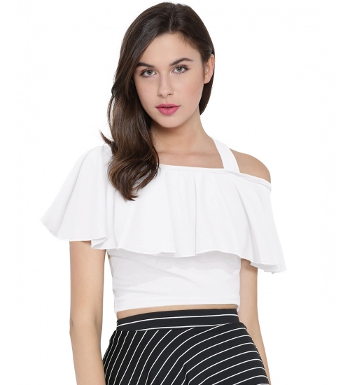 Women's Western Wear Hosiery Crop Top (White)