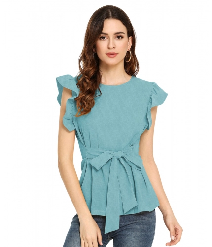 Women's Western Wear Hosiery T Shirts (Light Blue)