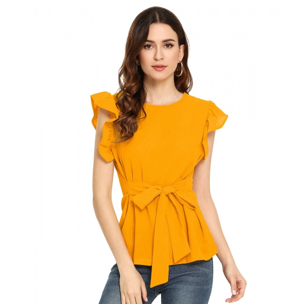 Dropship Women's Western Wear Hosiery T Shirts (Yellow)