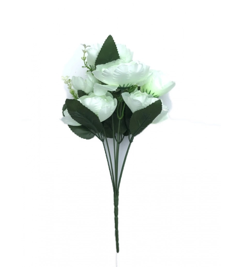 Artificial Flowers Bunch Bouquet Of 7 Poppy Flowers For Home Decoration (White, Material:Silk, Polyester)