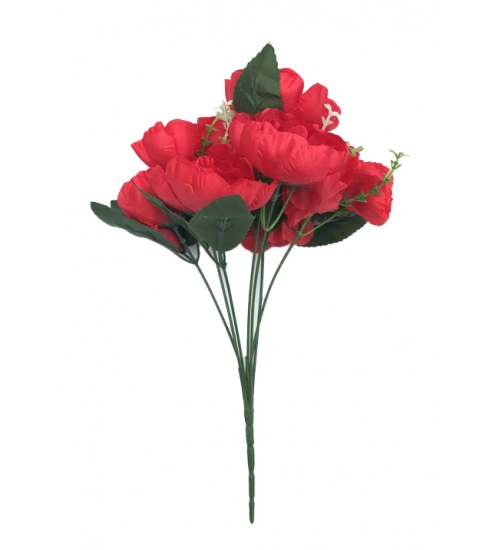 Artificial Flowers Bunch Bouquet Of 7 Poppy Flowers For Home Decoration (Red, Material:Silk, Polyester)