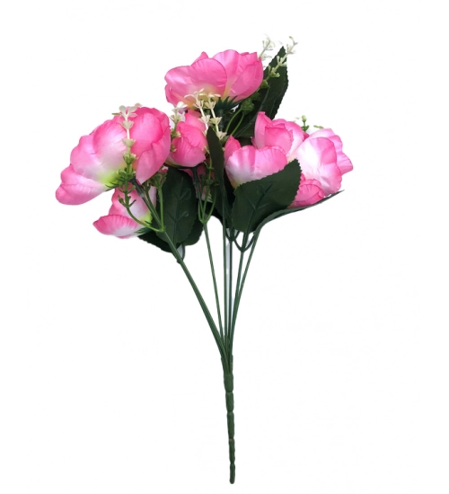 Artificial Flowers Bunch Bouquet Of 7 Poppy Flowers For Home Decoration (Light Pink, Material:Silk, Polyester)