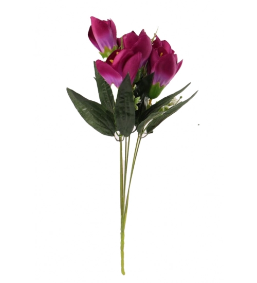 Artificial Flowers Bunch Bouquet Of Daffodil Tulip Flowers For Home Decoration (Purple, Material:Silk, Polyester)
