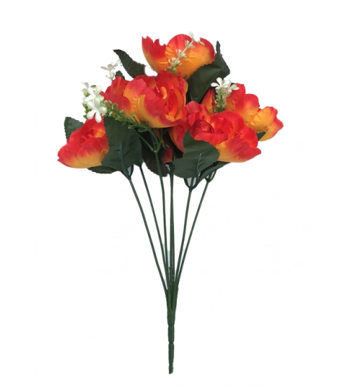 Artificial Flowers Bunch Bouquet Of 7 Poppy Flowers For Home Decoration (Orange, Material:Silk, Polyester)