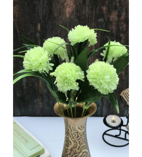 Artificial Flowers Bunch Bouquet Of 6 Chrysanthemum Flowers For Home Decoration (Green, Material:Silk, Polyester)