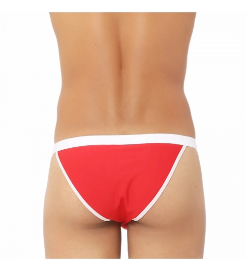 Men's Cotton Spandex Sexy Underwear (Red And White)