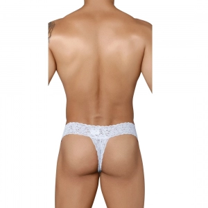Generic Men's Lycra Blend Lace Lace Underwear G String Style Underwear (White)