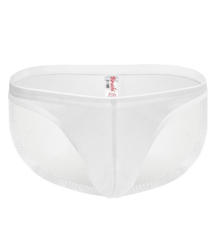 Men's Mesh Power Net Men Transparent Briefs Underwear (White)