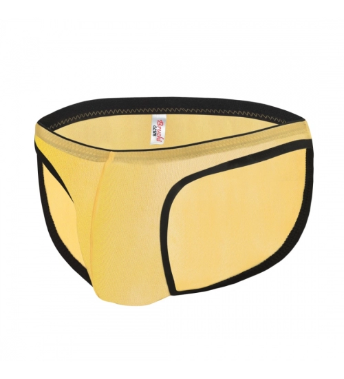 Men's Mesh Power Net Transparent Sexy Brief Underwear (Turmeric Orange)