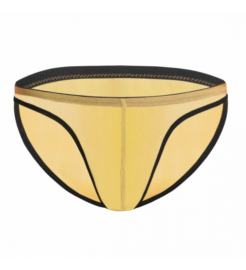 Men's Mesh Power Net Transparent Sexy Brief Underwear (Turmeric Orange)