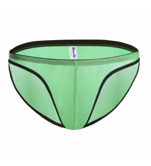 Men's Mesh Power Net Transparent Sexy Brief Underwear (Green)