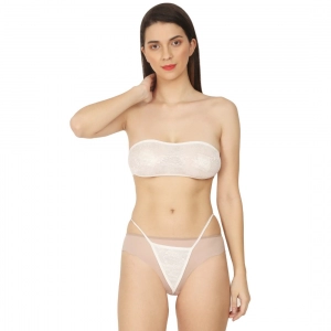 Generic Women's Lycra Blend Lace White Lingerie Set Tube Bra And Panty Set (White)