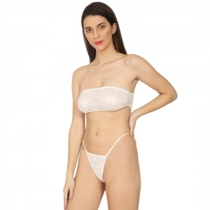 Generic Women's Lycra Blend Lace White Lingerie Set Tube Bra And Panty Set (White)